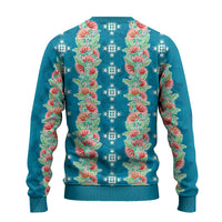 Hawaii Ohia Lehua Ugly Christmas Sweater Tropical Vibes Teal LT05 - Polynesian Pride