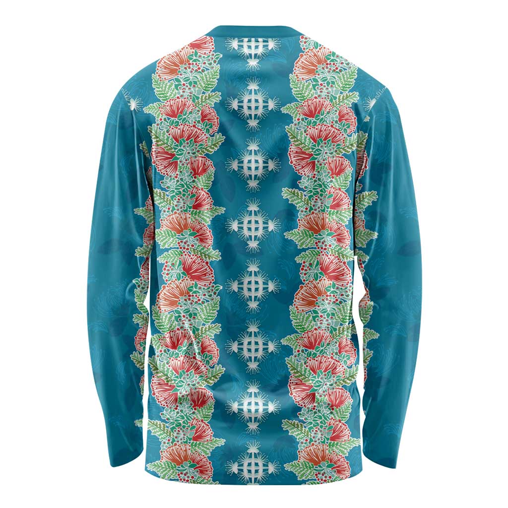 Hawaii Ohia Lehua Long Sleeve Shirt Tropical Vibes Teal