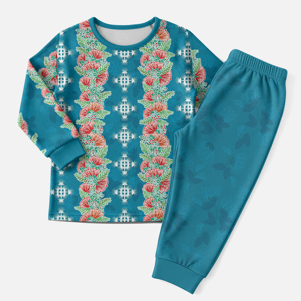 Hawaii Ohia Lehua Christmas Pajama Set Tropical Vibes Teal LT05 Men Teal - Polynesian Pride