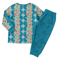 Hawaii Ohia Lehua Christmas Pajama Set Tropical Vibes Teal LT05 - Polynesian Pride