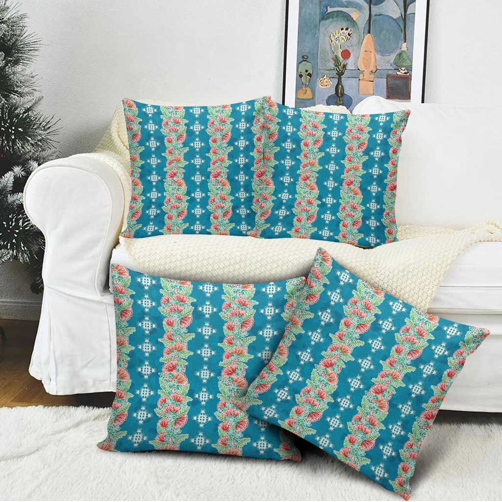 Hawaii Ohia Lehua Pillow Cover Tropical Vibes Teal