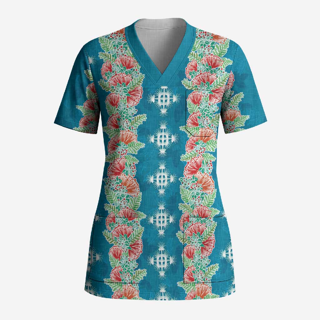 Hawaii Ohia Lehua Scrub Top Tropical Vibes Teal