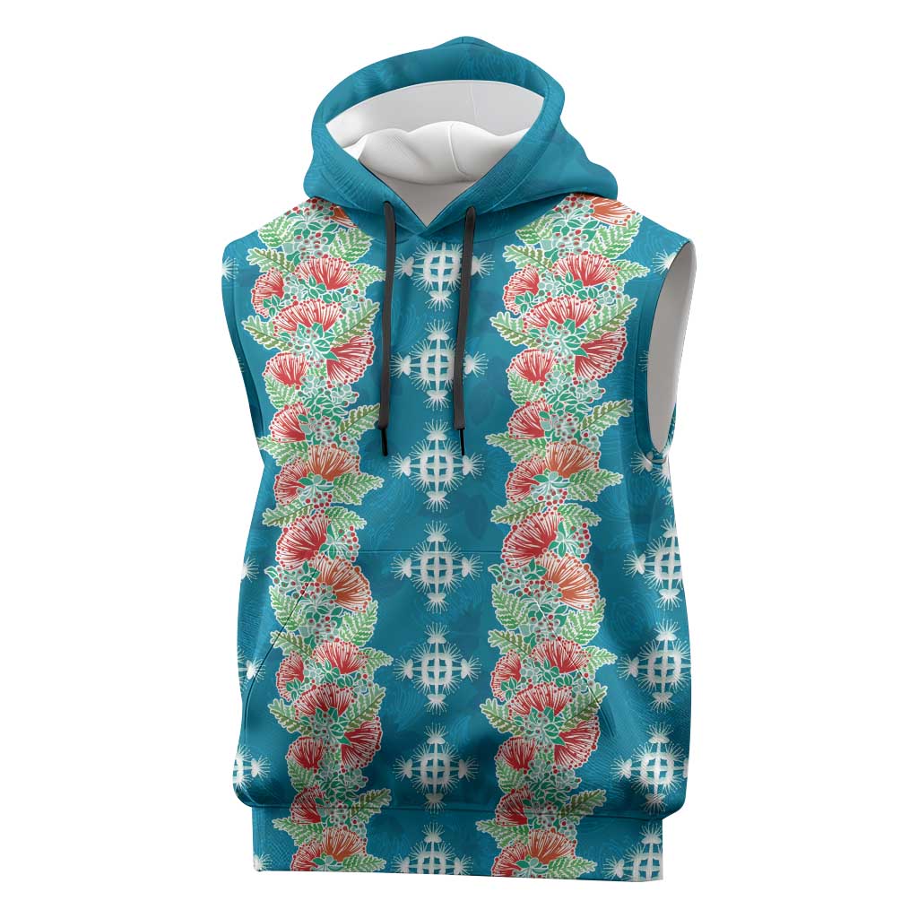 Hawaii Ohia Lehua Sleeveless Hoodie Tropical Vibes Teal