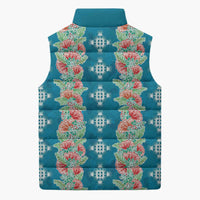 Hawaii Ohia Lehua Sleeveless Puffer Jacket Tropical Vibes Teal