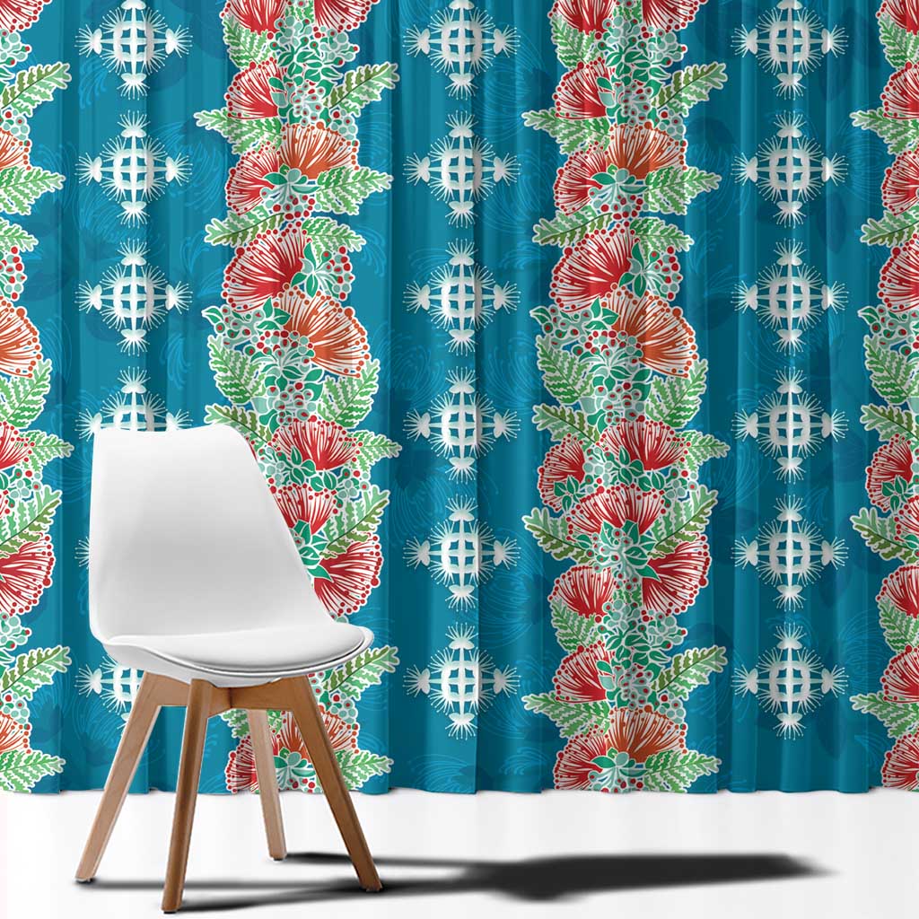 Hawaii Ohia Lehua Window Curtain Tropical Vibes Teal