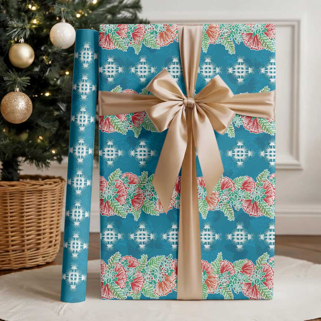 Hawaii Ohia Lehua Wrapping Paper Tropical Vibes Teal