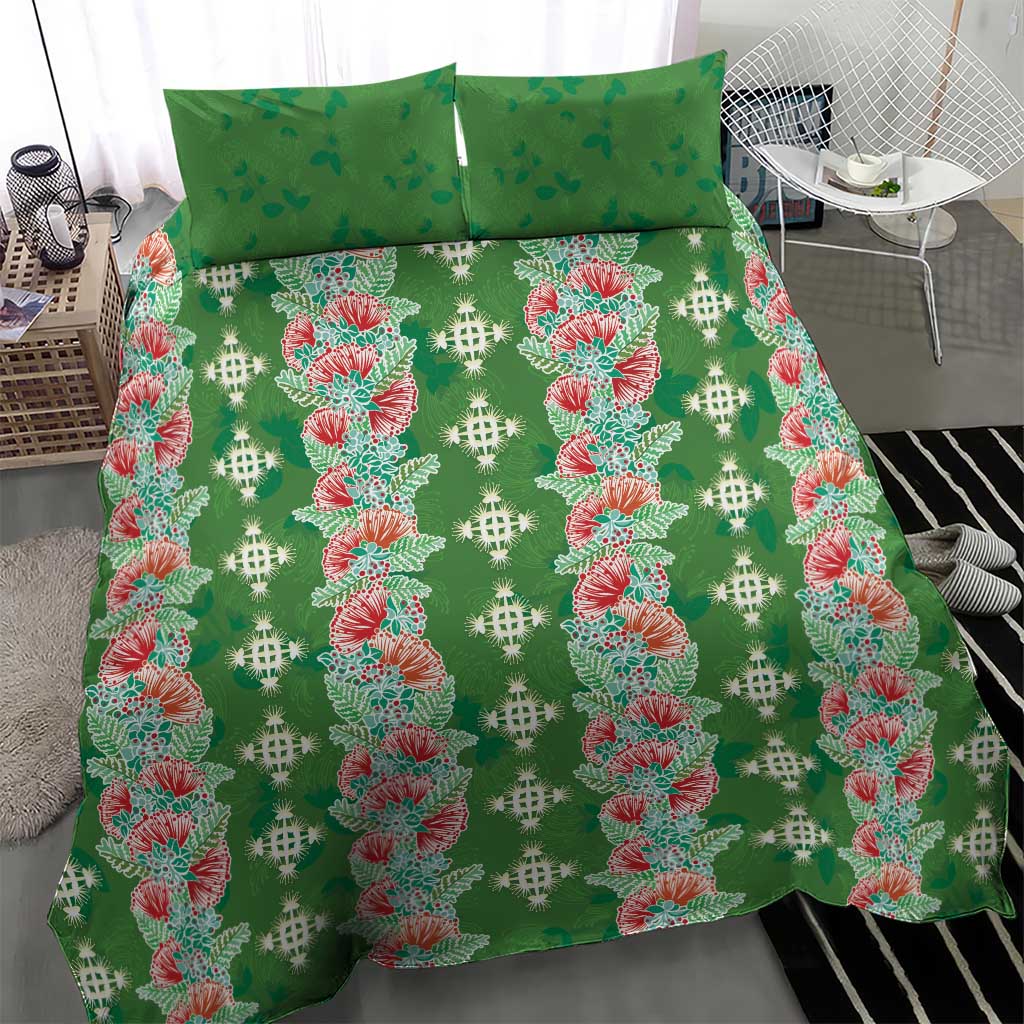 Hawaii Ohia Lehua Bedding Set Tropical Vibes Green