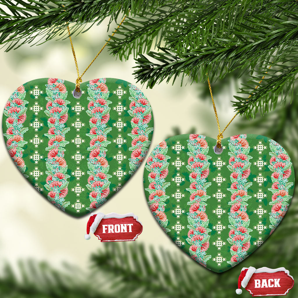 Hawaii Ohia Lehua Ceramic Ornament Tropical Vibes Green LT05 Heart Green - Polynesian Pride