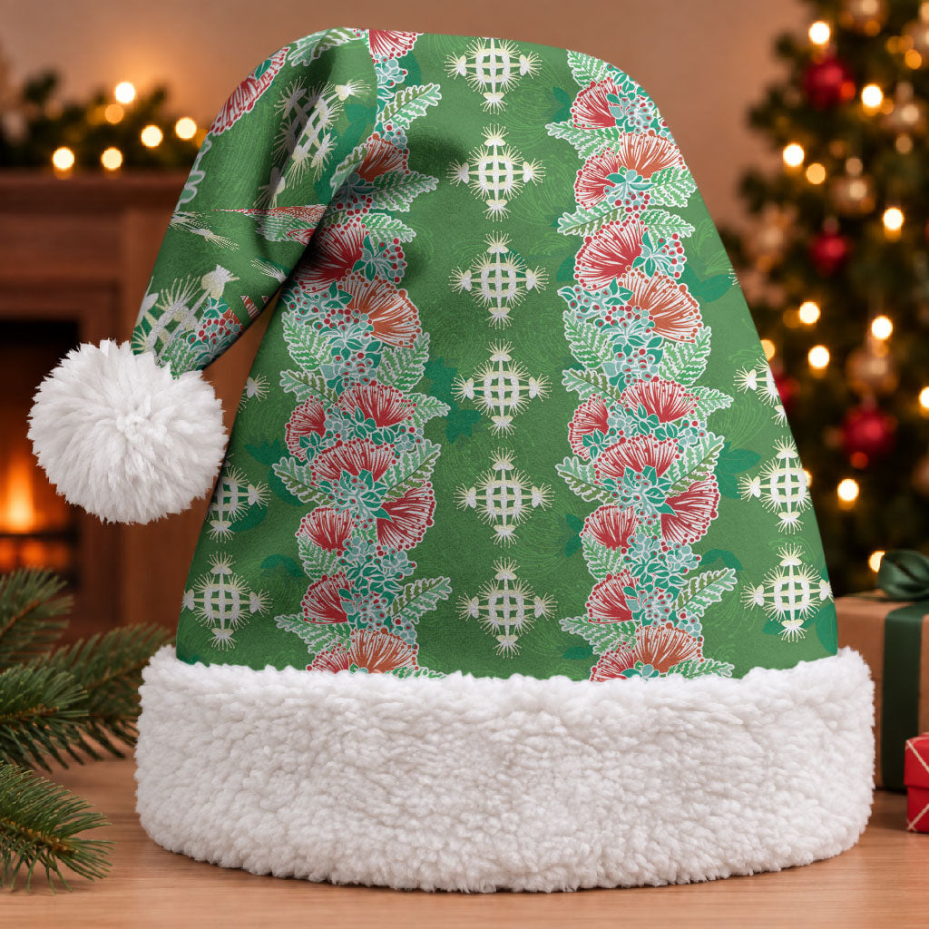 Hawaii Ohia Lehua Christmas Santa Hat Tropical Vibes Green