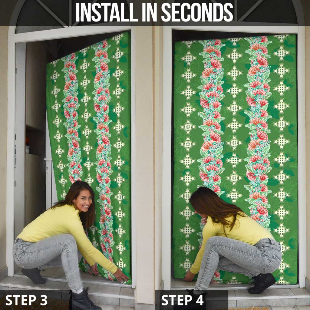 Hawaii Ohia Lehua Door Cover Tropical Vibes Green