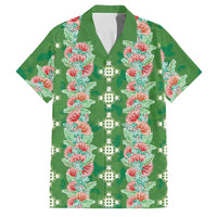 Hawaii Ohia Lehua Family Matching Long Sleeve Bodycon Dress and Hawaiian Shirt Tropical Vibes Green LT05 Dad's Shirt - Short Sleeve Green - Polynesian Pride