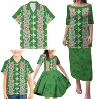 Hawaii Ohia Lehua Family Matching Puletasi and Hawaiian Shirt Tropical Vibes Green LT05 - Polynesian Pride