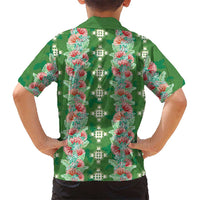 Hawaii Ohia Lehua Family Matching Summer Maxi Dress and Hawaiian Shirt Tropical Vibes Green LT05 - Polynesian Pride
