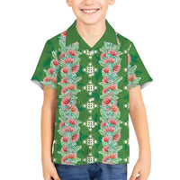 Hawaii Ohia Lehua Family Matching Summer Maxi Dress and Hawaiian Shirt Tropical Vibes Green LT05 Son's Shirt Green - Polynesian Pride