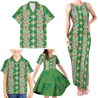 Hawaii Ohia Lehua Family Matching Tank Maxi Dress and Hawaiian Shirt Tropical Vibes Green LT05 - Polynesian Pride