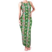 Hawaii Ohia Lehua Family Matching Tank Maxi Dress and Hawaiian Shirt Tropical Vibes Green LT05 Mom's Dress Green - Polynesian Pride