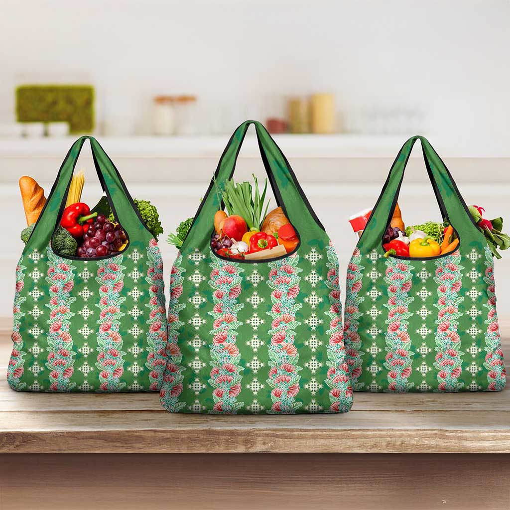 Hawaii Ohia Lehua Grocery Bag Tropical Vibes Green