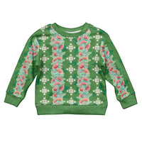 Hawaii Ohia Lehua Kid Ugly Christmas Sweater Tropical Vibes Green LT05 Kid Green - Polynesian Pride