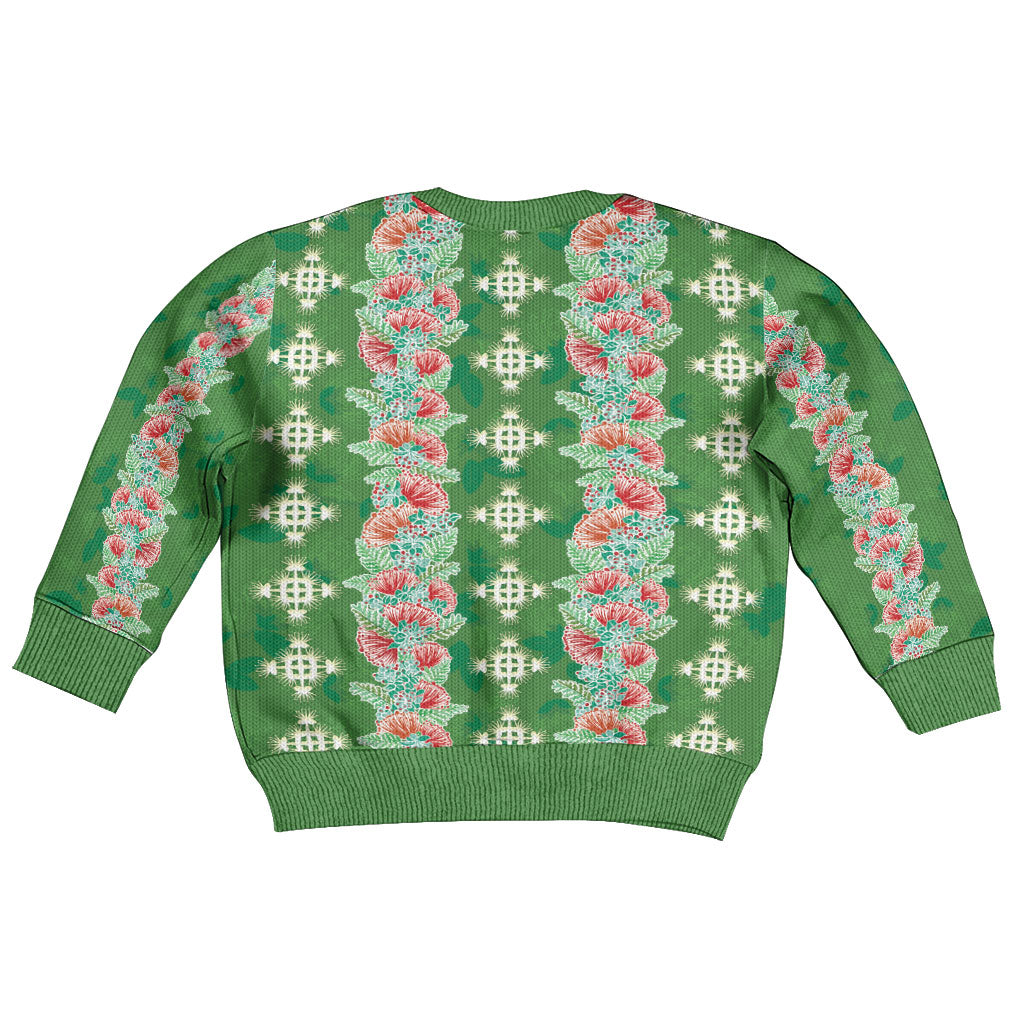 Hawaii Ohia Lehua Kid Ugly Christmas Sweater Tropical Vibes Green LT05 - Polynesian Pride