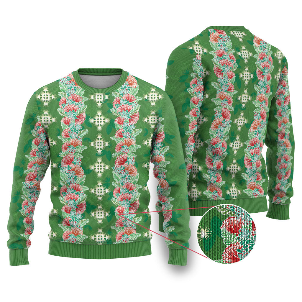 Hawaii Ohia Lehua Ugly Christmas Sweater Tropical Vibes Green
