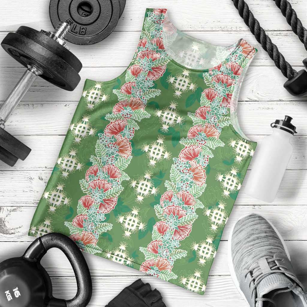 Hawaii Ohia Lehua Men Tank Top Tropical Vibes Green
