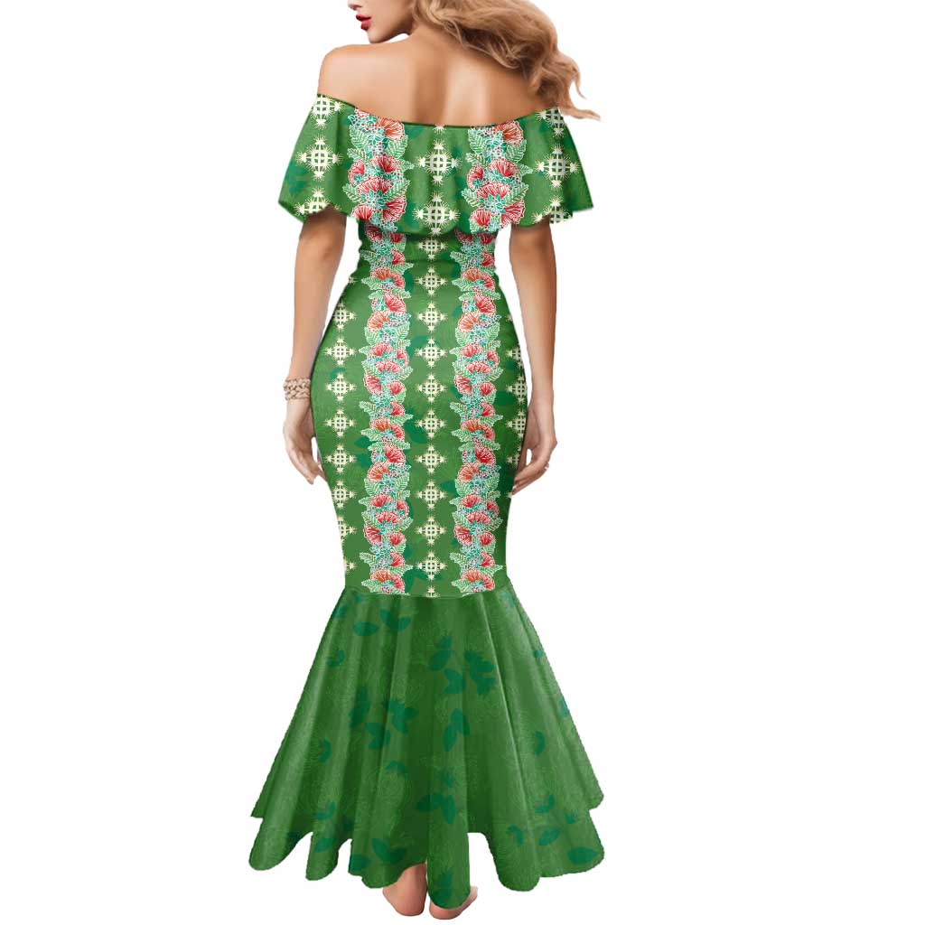 Hawaii Ohia Lehua Mermaid Dress Tropical Vibes Green