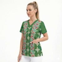 Hawaii Ohia Lehua Scrub Top Tropical Vibes Green