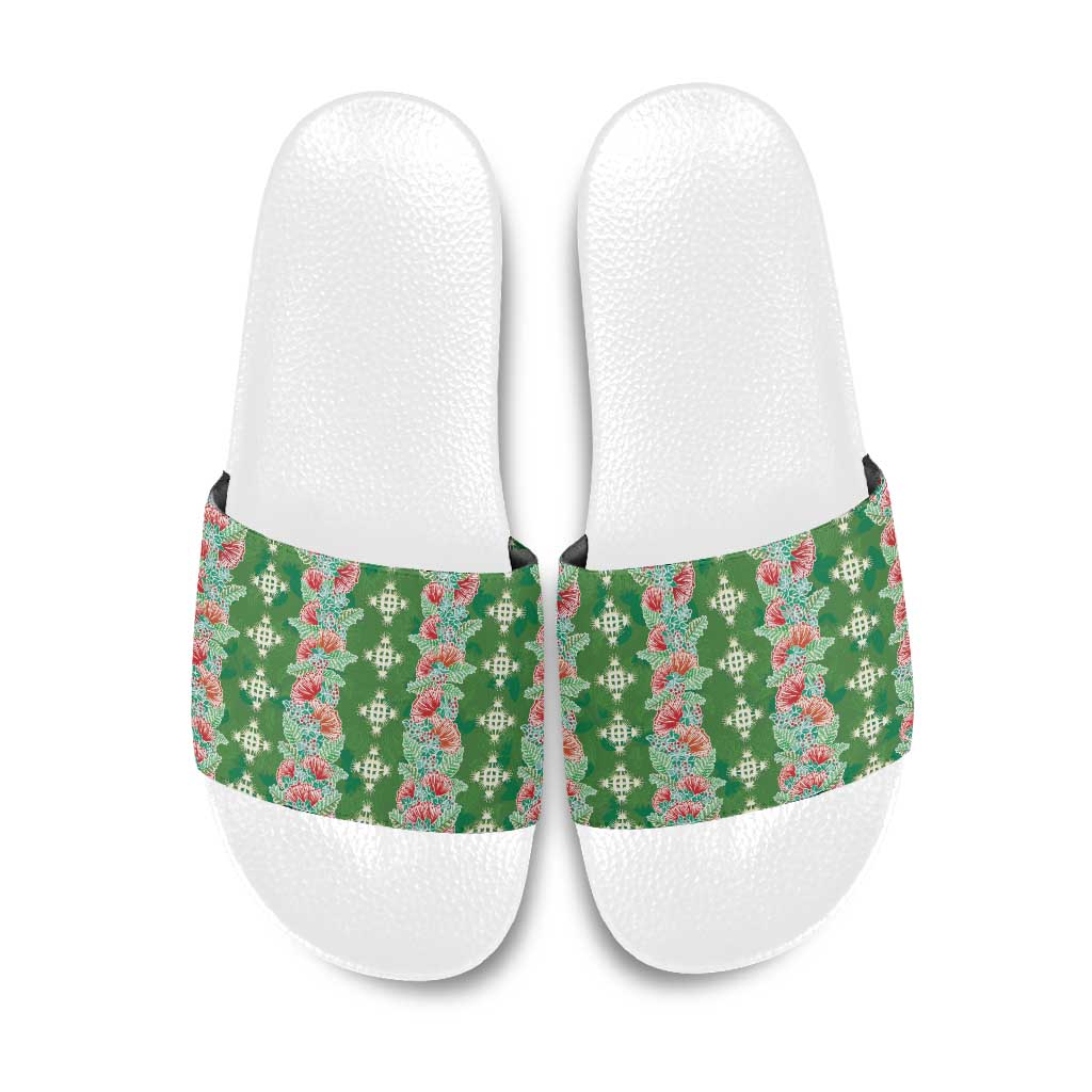 Hawaii Ohia Lehua Slide Sandals Tropical Vibes Green