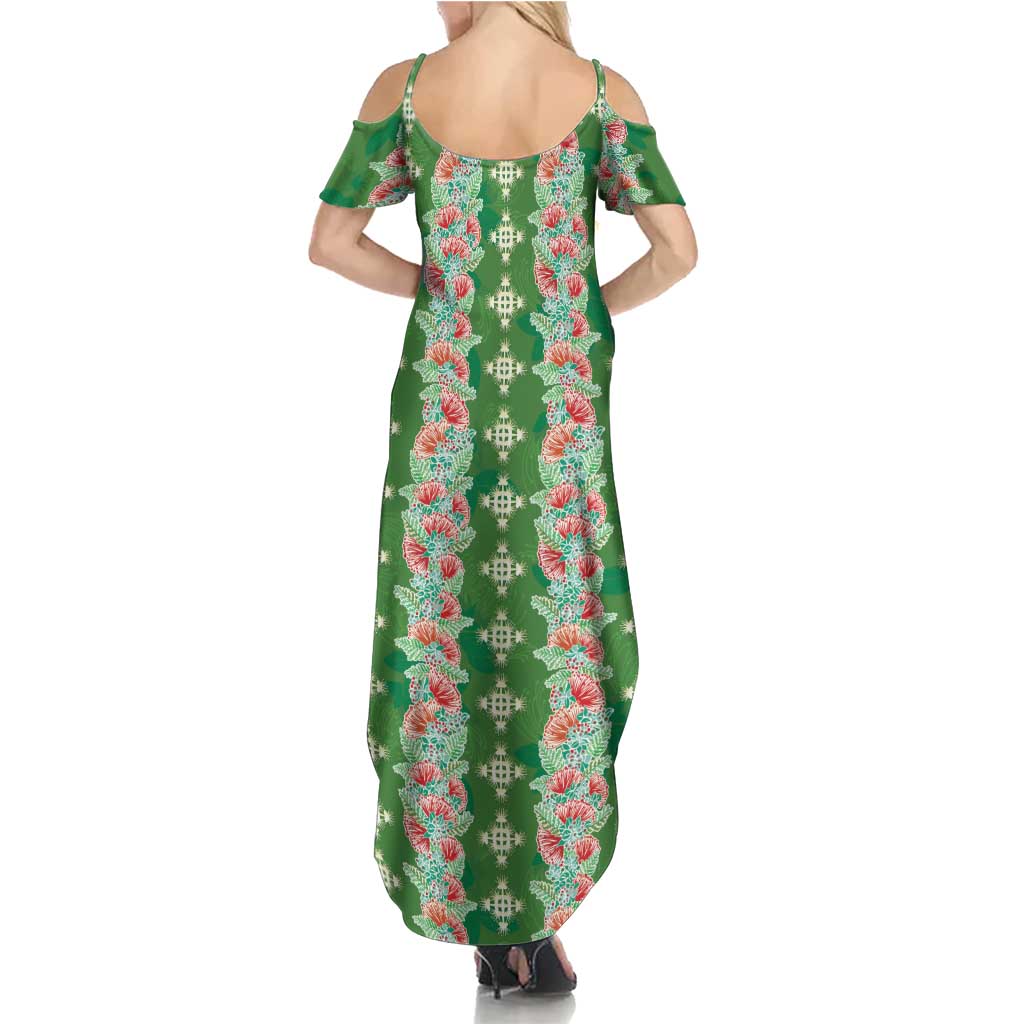 Hawaii Ohia Lehua Summer Maxi Dress Tropical Vibes Green