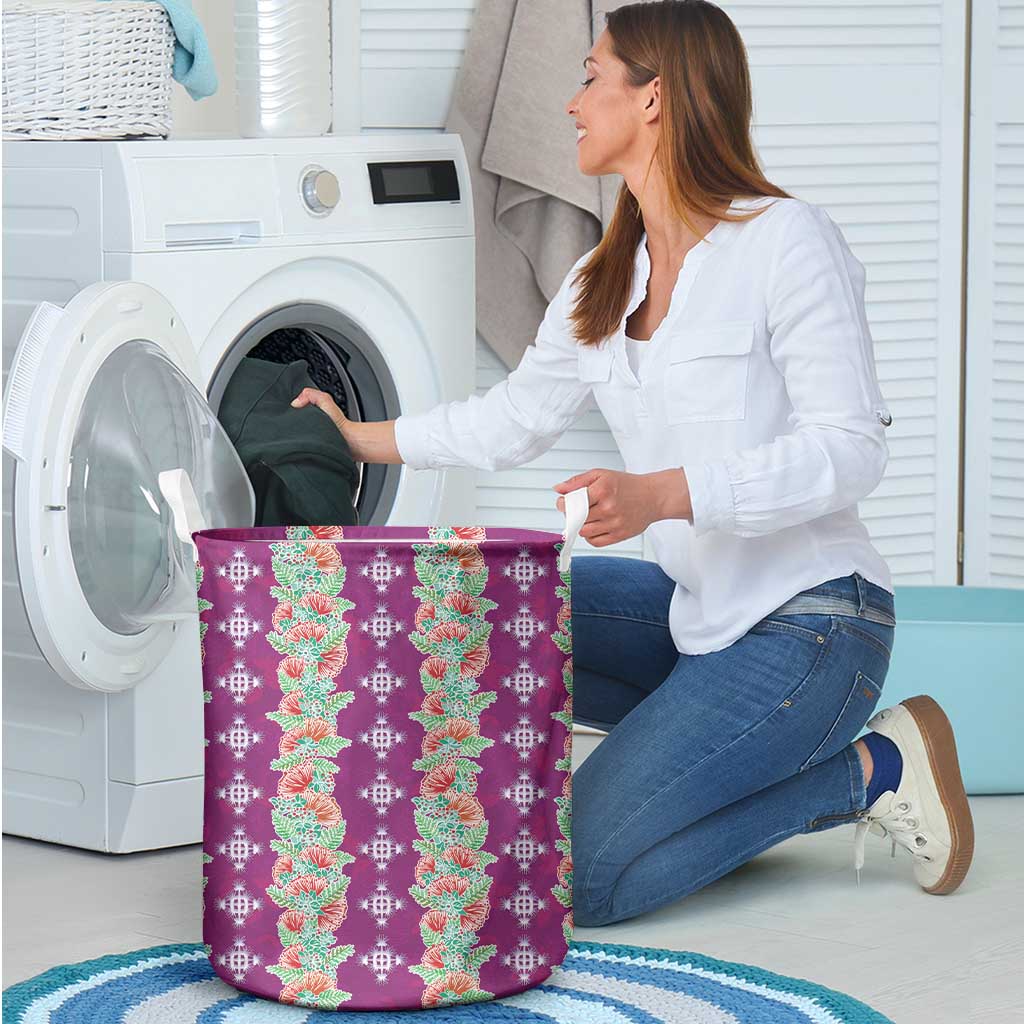 Hawaii Ohia Lehua Laundry Basket Tropical Vibes Fuchsia