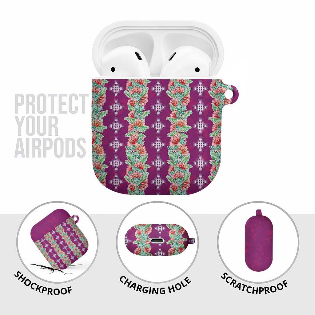 Hawaii Ohia Lehua AirPods Case Tropical Vibes Fuchsia