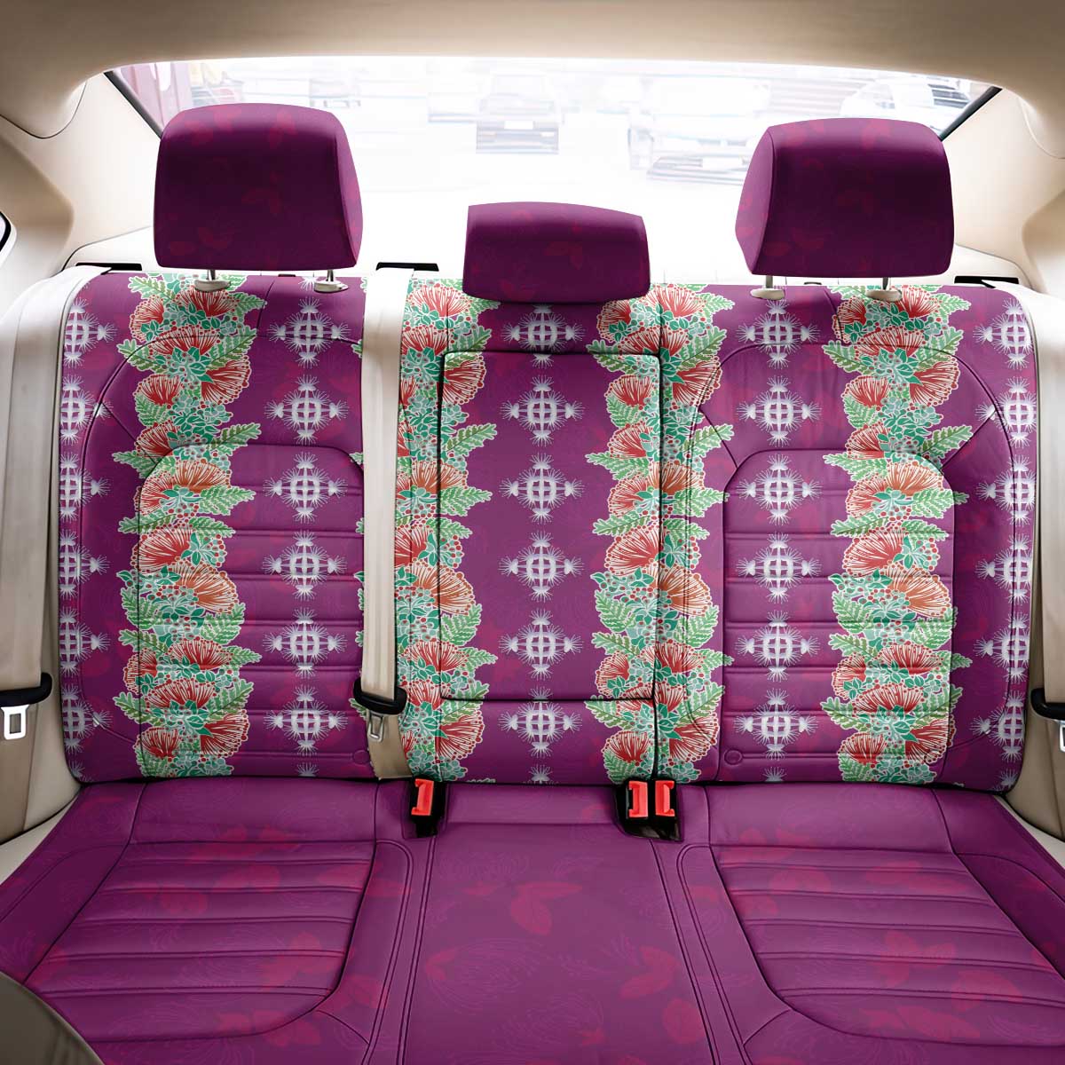 Hawaii Ohia Lehua Back Car Seat Cover Tropical Vibes Fuchsia LT05 - Polynesian Pride