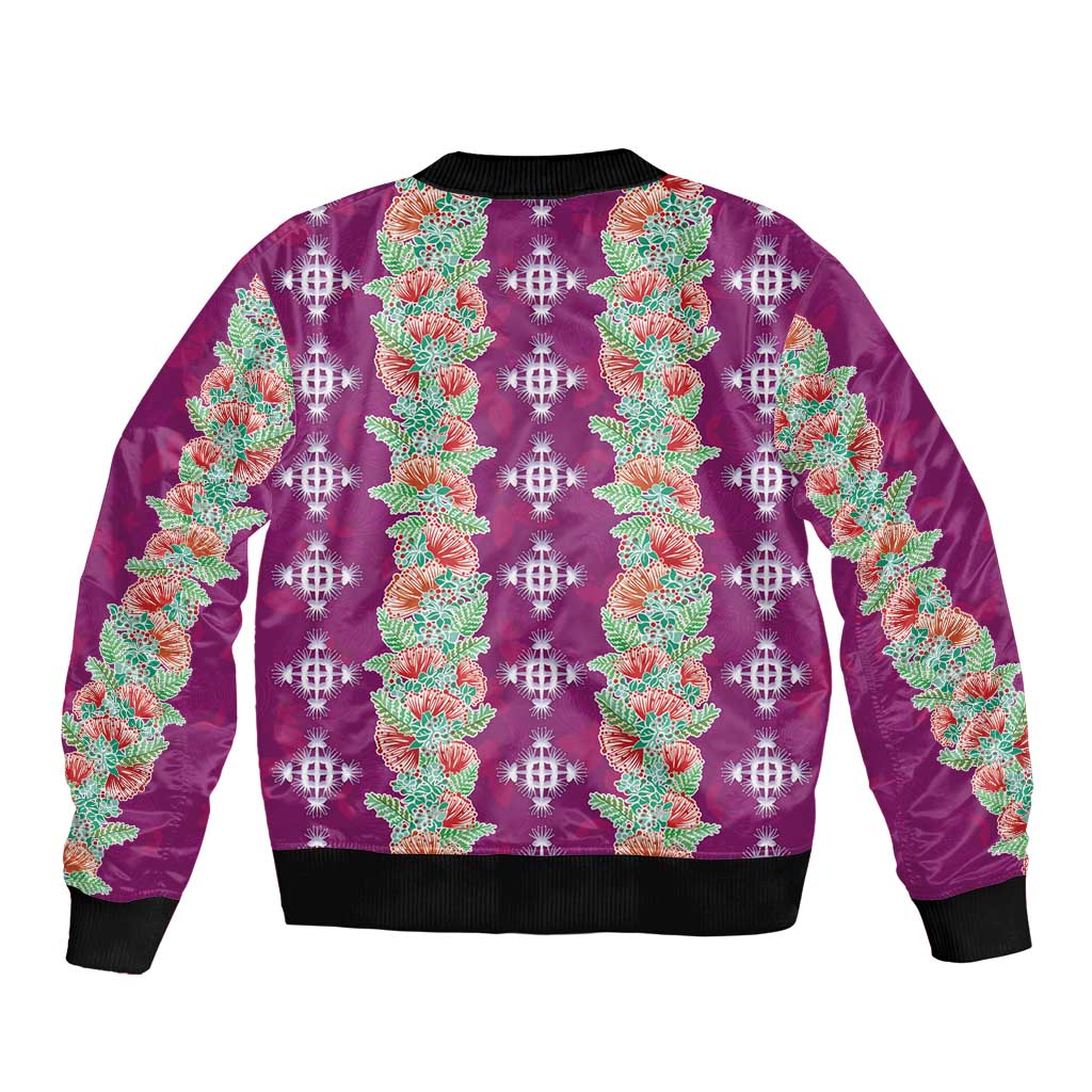Hawaii Ohia Lehua Bomber Jacket Tropical Vibes Fuchsia