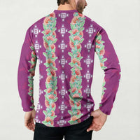 Hawaii Ohia Lehua Button Sweatshirt Tropical Vibes Fuchsia