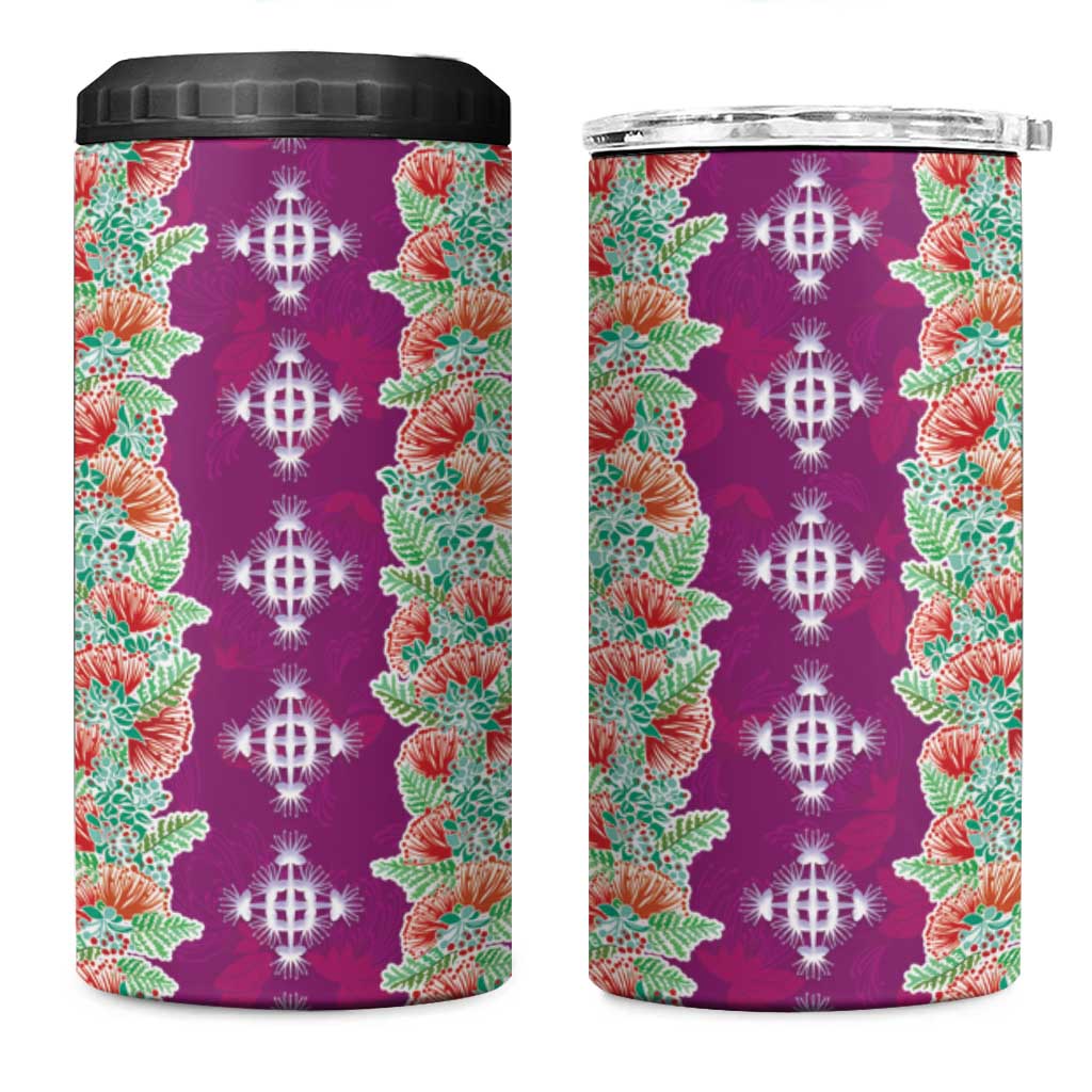 Hawaii Ohia Lehua 4 in 1 Can Cooler Tumbler Tropical Vibes Fuchsia