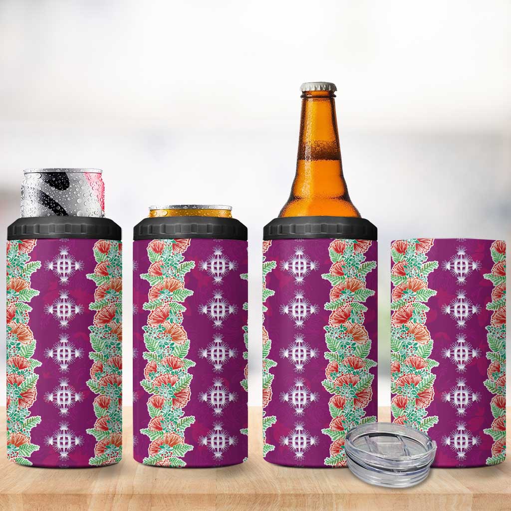 Hawaii Ohia Lehua 4 in 1 Can Cooler Tumbler Tropical Vibes Fuchsia