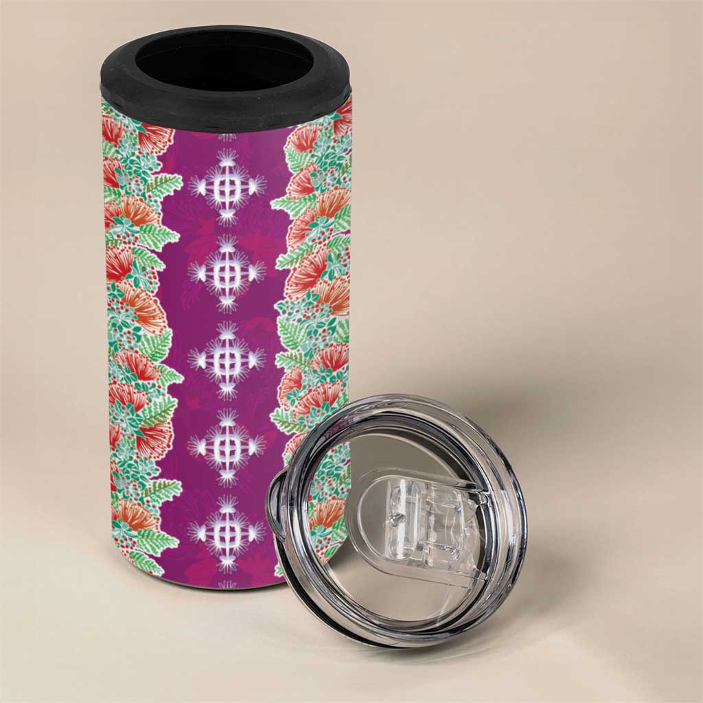 Hawaii Ohia Lehua 4 in 1 Can Cooler Tumbler Tropical Vibes Fuchsia