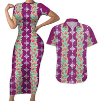 Hawaii Ohia Lehua Couples Matching Short Sleeve Bodycon Dress and Hawaiian Shirt Tropical Vibes Fuchsia LT05 Fuchsia - Polynesian Pride