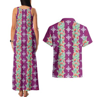 Hawaii Ohia Lehua Couples Matching Tank Maxi Dress and Hawaiian Shirt Tropical Vibes Fuchsia