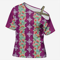 Hawaii Ohia Lehua Cross Shoulder Shirt Tropical Vibes Fuchsia