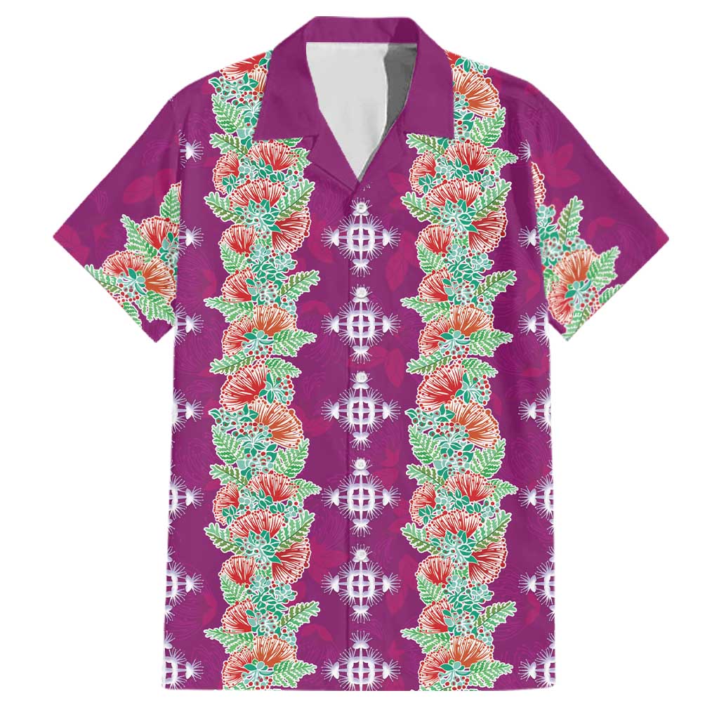 Hawaii Ohia Lehua Family Matching Mermaid Dress and Hawaiian Shirt Tropical Vibes Fuchsia LT05 Dad's Shirt - Short Sleeve Fuchsia - Polynesian Pride