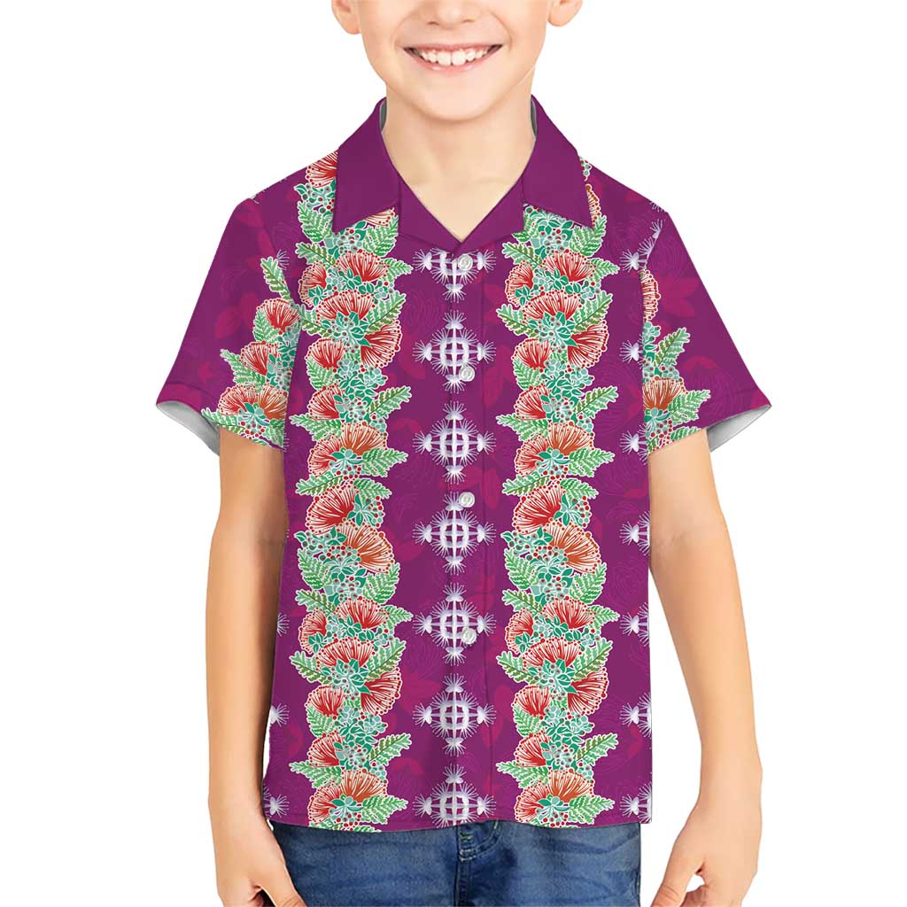 Hawaii Ohia Lehua Family Matching Mermaid Dress and Hawaiian Shirt Tropical Vibes Fuchsia LT05 Son's Shirt Fuchsia - Polynesian Pride