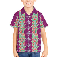 Hawaii Ohia Lehua Family Matching Off Shoulder Maxi Dress and Hawaiian Shirt Tropical Vibes Fuchsia LT05 Son's Shirt Fuchsia - Polynesian Pride