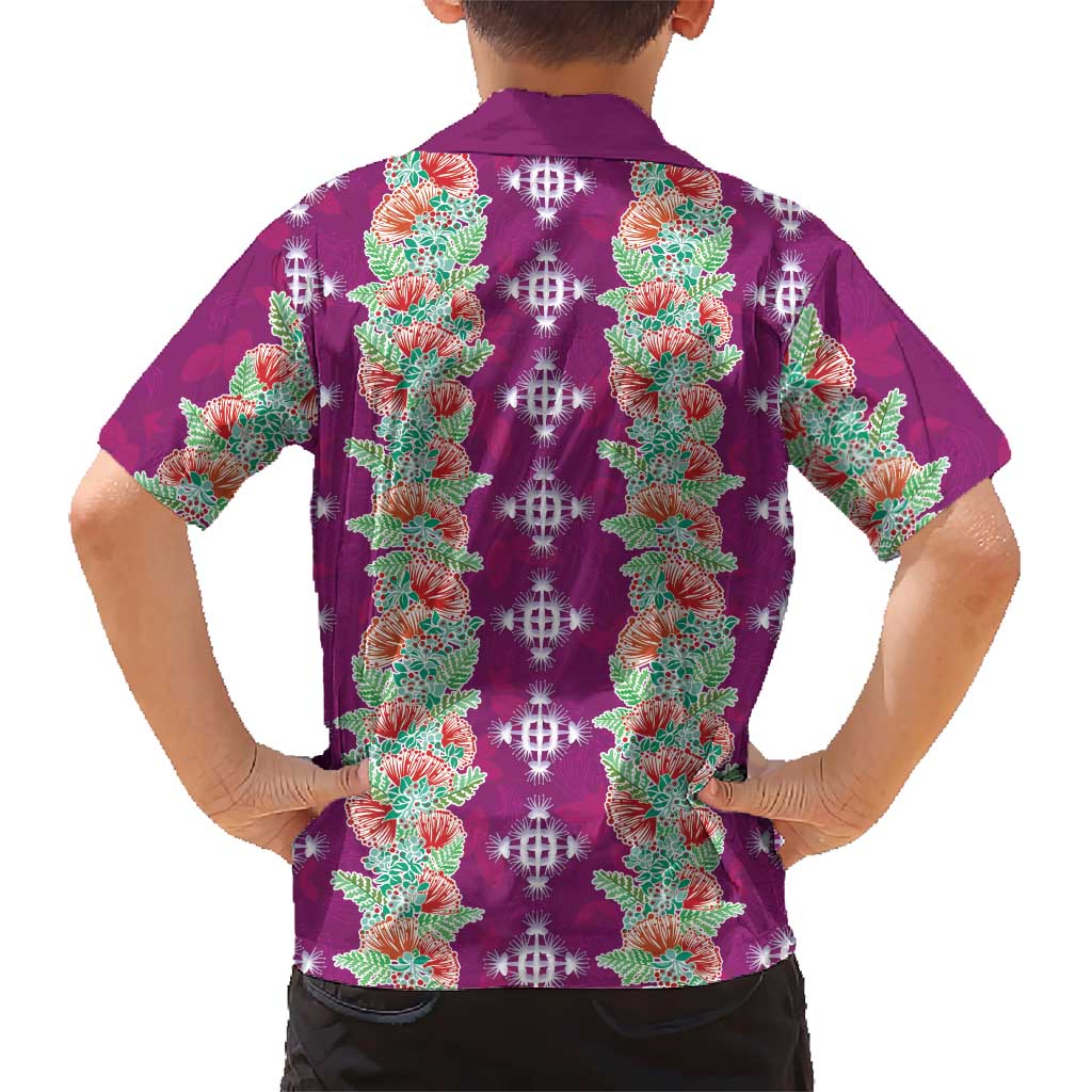 Hawaii Ohia Lehua Family Matching Off Shoulder Short Dress and Hawaiian Shirt Tropical Vibes Fuchsia LT05 - Polynesian Pride