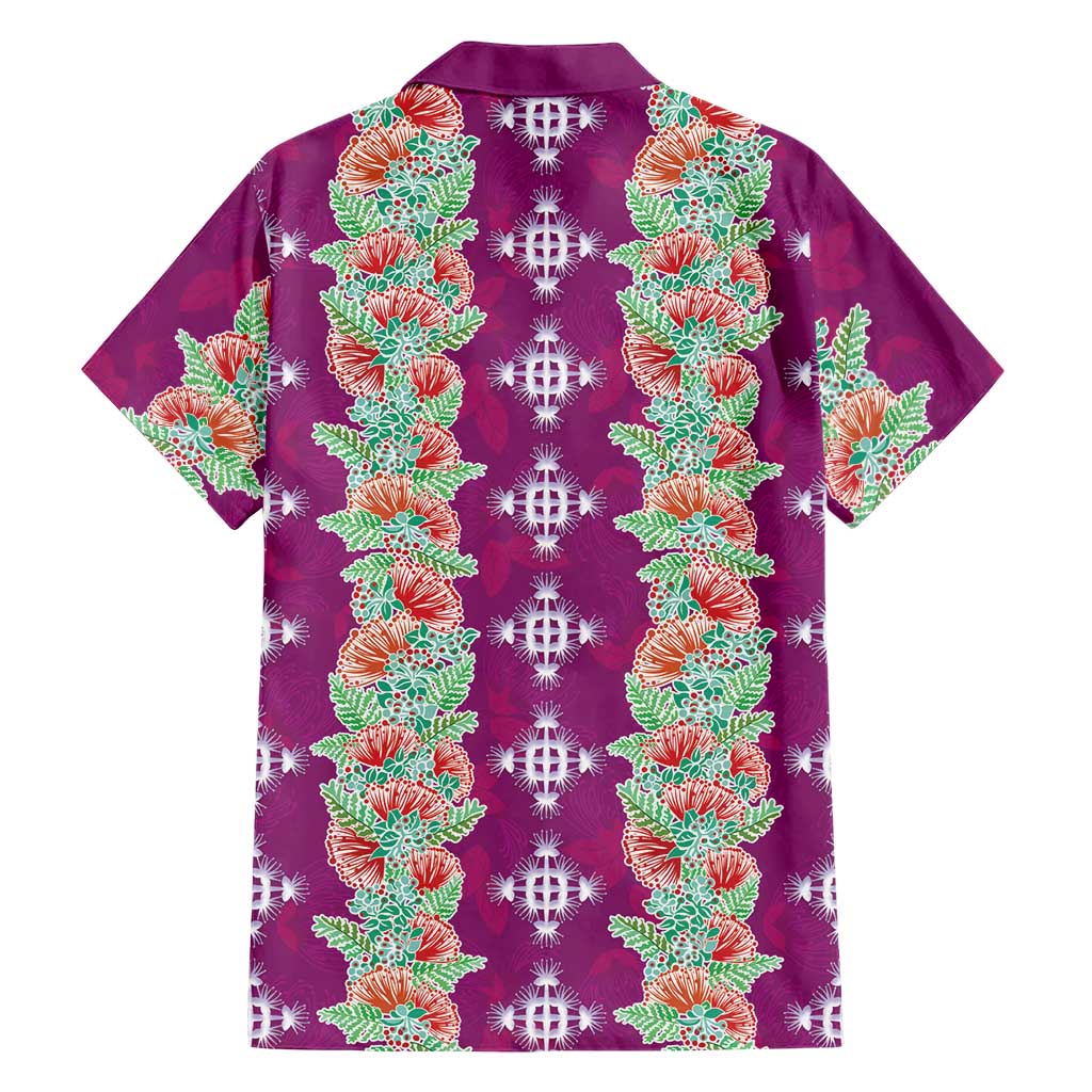 Hawaii Ohia Lehua Family Matching Off Shoulder Short Dress and Hawaiian Shirt Tropical Vibes Fuchsia LT05 - Polynesian Pride