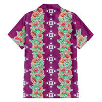 Hawaii Ohia Lehua Family Matching Off Shoulder Short Dress and Hawaiian Shirt Tropical Vibes Fuchsia LT05 - Polynesian Pride