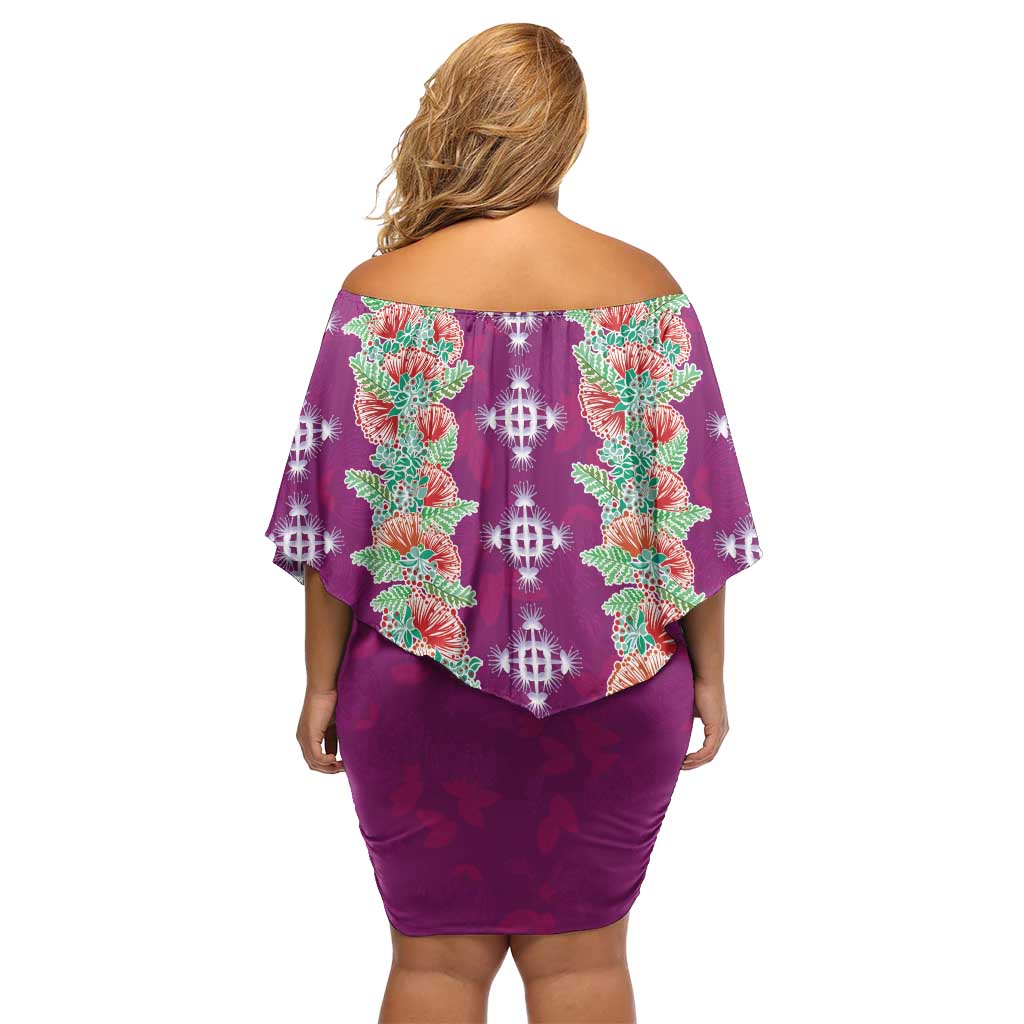 Hawaii Ohia Lehua Family Matching Off Shoulder Short Dress and Hawaiian Shirt Tropical Vibes Fuchsia LT05 - Polynesian Pride