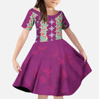 Hawaii Ohia Lehua Family Matching Summer Maxi Dress and Hawaiian Shirt Tropical Vibes Fuchsia LT05 Daughter's Dress Fuchsia - Polynesian Pride