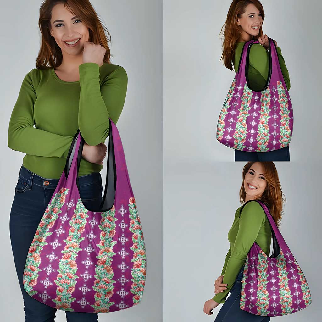 Hawaii Ohia Lehua Grocery Bag Tropical Vibes Fuchsia