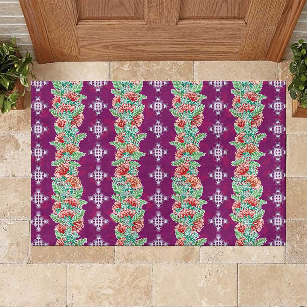 Hawaii Ohia Lehua Rubber Doormat Tropical Vibes Fuchsia